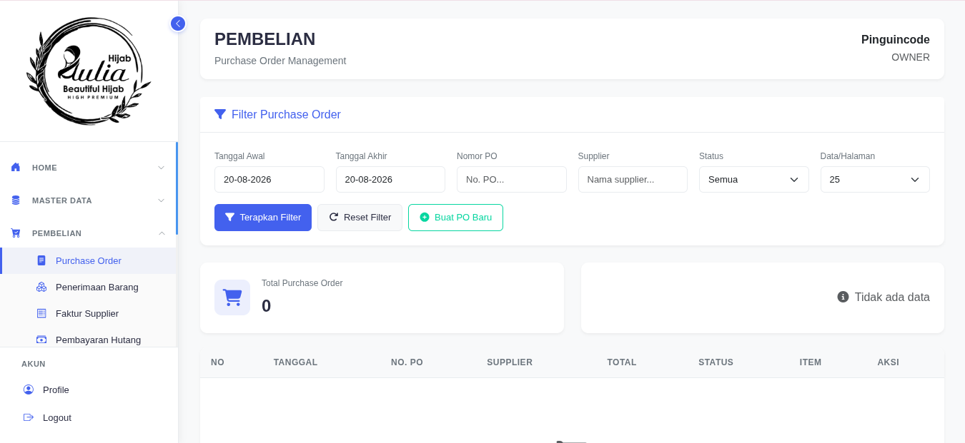 Dashboard kasirHUB - Pinguincode