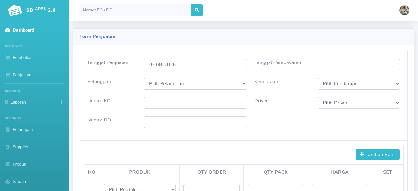 Dashboard SBApps - Pinguincode